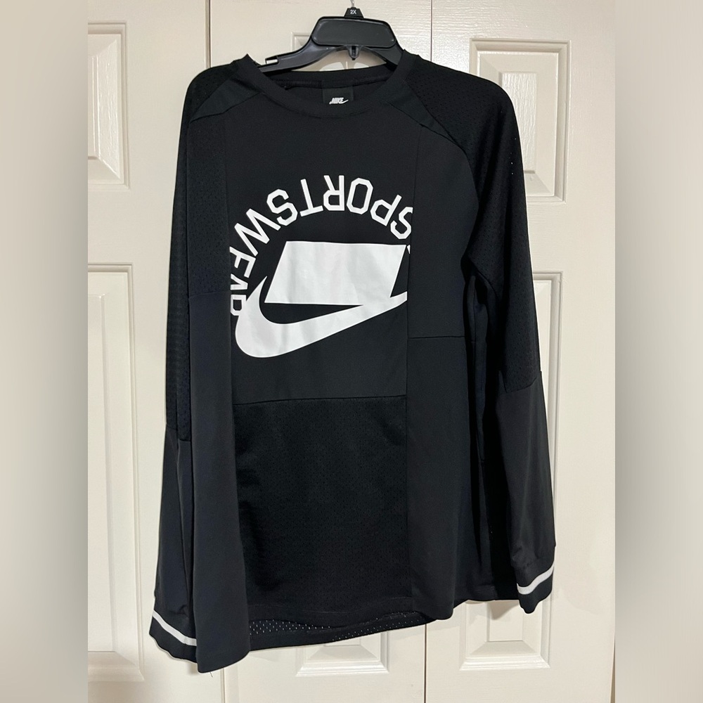 Nike Men's Black Mesh Long Sleeve Top